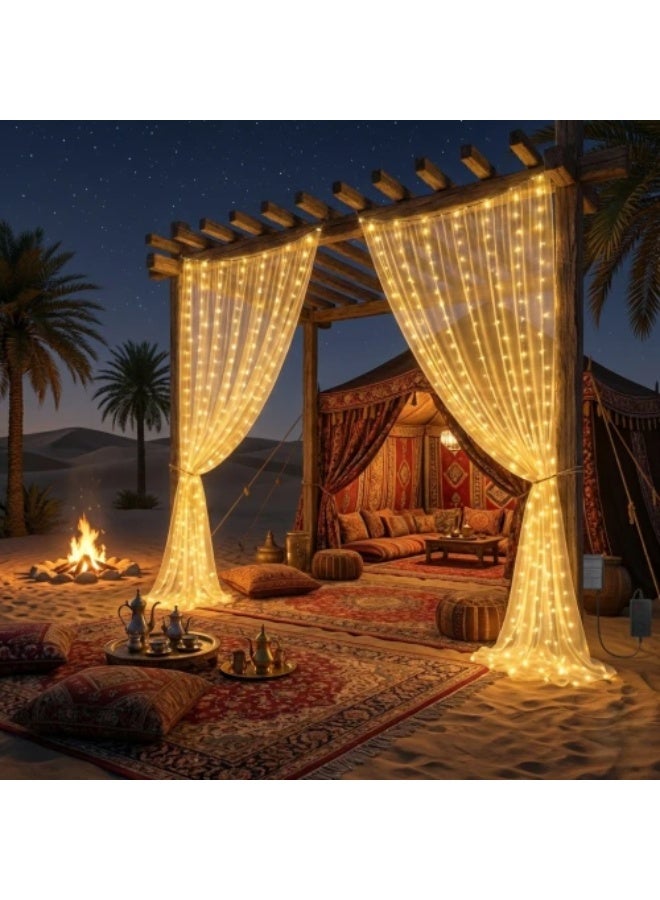 Curtain String Lights – 3×3 meters – Warm Yellow Light – Electric Powered - Image 4